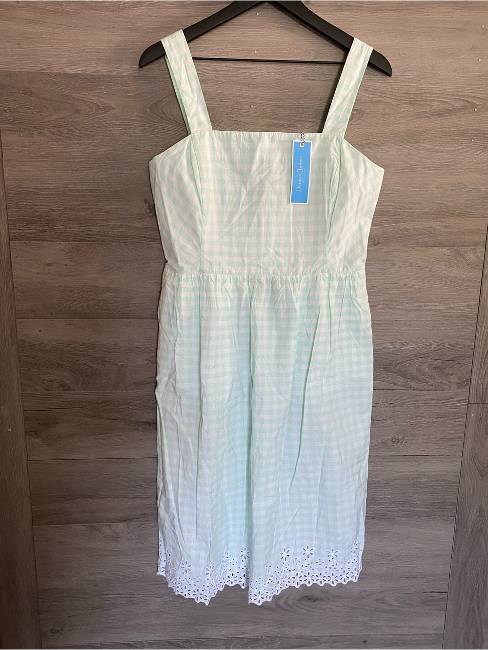 Draper James Cotton Gingham Embroidered Dress NWT